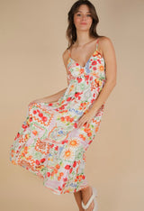 Farmers Market Print & White Midi Sundress