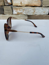 Social Butterfly Brown Tortoise & Gold Frame Sunglasses with UV 400 Protection