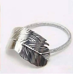 Feather Design Silver Ponytail Hair Tie