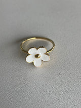 White Daisy Flower & Gold Ring