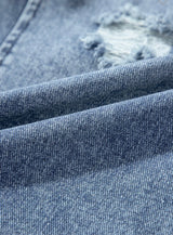 Distressed Denim Bib Overalls, Wide Leg and Adjustable Button Straps