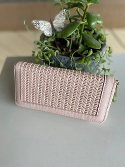 Light Pink Weaved Wallet w/Zipper