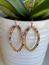 Spring Colors & Gold Beaded Fishhook Earrings