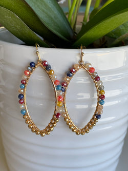 Spring Colors & Gold Beaded Fishhook Earrings