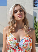 Farmers Market Print & White Midi Sundress