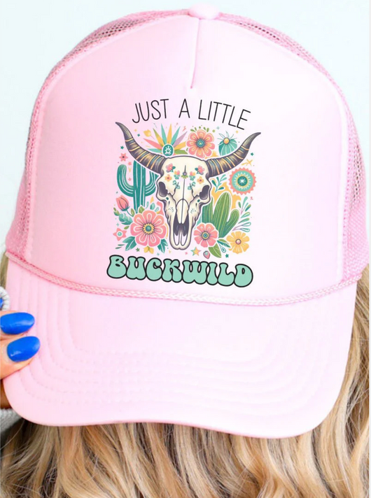 Just A Little Buckwild Pink Trucker Hat w/Adjustable Snap Fit