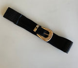Black Weaved Cinch Belt w/Gold Buckle