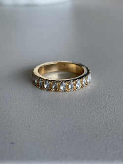 Classy Gold Rhinestone Eternity Band Ring - Size 8