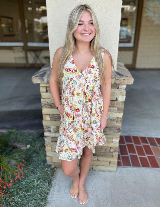 Terracotta Paisley Breezy Tank Dress w/Pockets