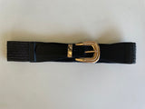 Black Weaved Cinch Belt w/Gold Buckle