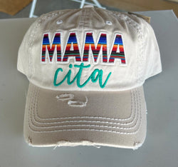 Mamacita Vintage Tan Trucker Hat w/Velcro Adjustable Fit