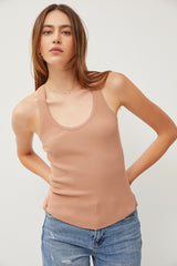 Rum Ribbed Scoop Neck Tank Top