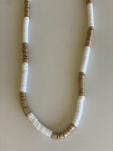 White & Gold Flat Spacer Bead Necklace