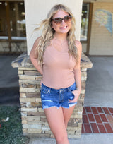 Rum Ribbed Scoop Neck Tank Top