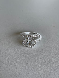 Classy Silver Rhinestone Wrap Ring