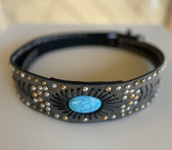 Gypsy Soul Charcoal w/Turquoise Stone Tapered Belt