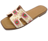 Wild Diva Pink Flower Design Slide Sandal