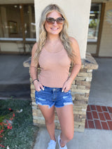 Rum Ribbed Scoop Neck Tank Top