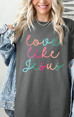 Love Like Jesus Charcoal & Colorful Oversized Graphic Tee