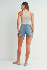 Slightly Distressed Stretch Medium Denim Shorts by Just USA