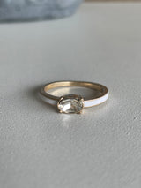 Gold & White Band w/Oval Stone Ring