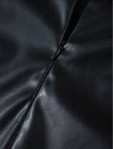 Black Leather Side Slits Mini Skirt w/Back Zipper