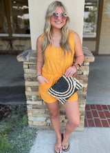 Tangerine Tank & Shorts Jumper w/Pockets