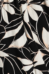 Sol Escape Black & Cream Tropical Flower Print Ruffle Sleeve Midi Dress w/Smocked Waist and Pockets