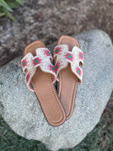 Wild Diva Pink Flower Design Slide Sandal