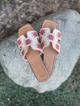 Wild Diva Pink Flower Design Slide Sandal