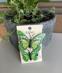 Green Butterfly Set of 2 Hair Clips