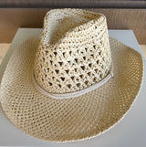 Ivory Straw Braided Cowgirl Hat w/Rope Strap