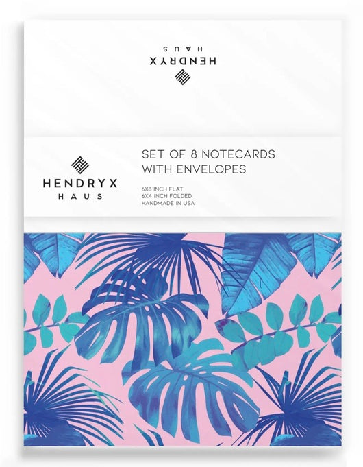 Hendryx Haus Stationary Tropical Leaf Set of 8 Notecards with Envelopes