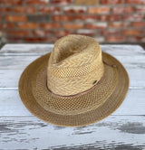 Natural Straw Sun Hat w/Brown Rope Band and Adjustable Fit
