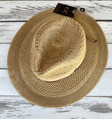 Natural Straw Sun Hat w/Brown Rope Band and Adjustable Fit