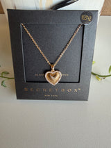 14K Gold Dipped CZ Heart Necklace by Secret Box