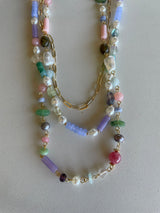 Spring Fling Bead & Gold Chain Layered Necklace