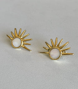 Sunburst Gold & Mother of Pearl Post Earrings