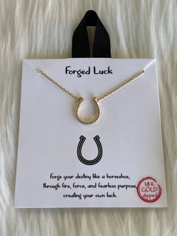 Forged Luck 18K Gold Dipped & Rhinestone Horseshoe Necklace