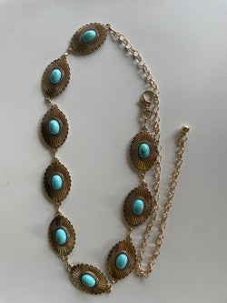 Sedona Antique Gold & Turquoise Concha Chain Belt