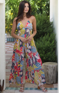 Tropical Paradise Flower Print Wide Leg Tank Jumper by Angie