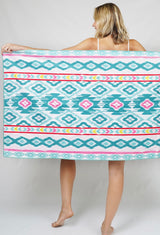 Turquoise & Coral Beach Towel/Tote Bag Combo