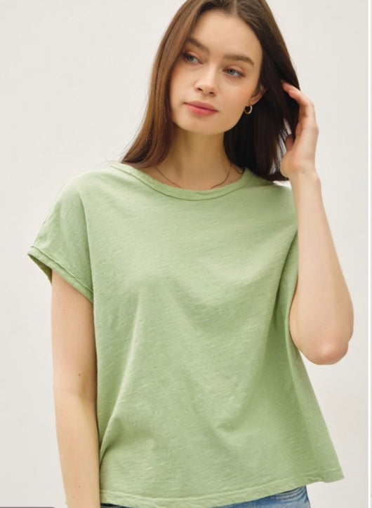 The Baja Mint Green Exposed Seam Boxy Muscle Top