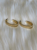 Gold Dipped Oval Open Huggie Hoop Earrings