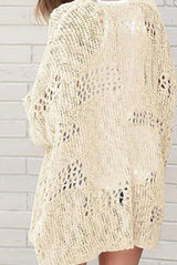 French Vanilla Open Knit Cardigan Sweater