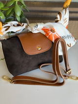 Vernazza Brown Suede & Genuine Leather Crossbody Purse