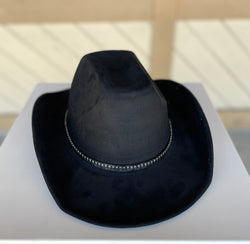 Black Cowgirl Hat w/Studded Band & Adjustable Sizing
