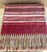 Boho Red Stripe & Chevron Soft Rectangle Scarf w/Fringe
