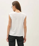 White V-Neck Cap Sleeve Basic Top