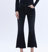 Ali Black Wash Mid Rise Super Soft & Stretch Crop Flare jeans by Vervet